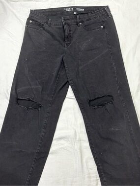 torrid Black High-Waist Wide Leg Distressed Jeans